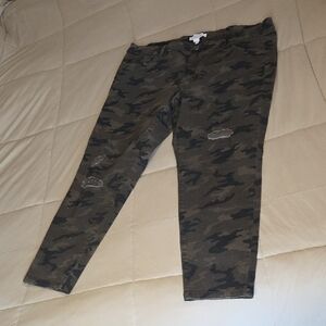 Lane Bryant Camo Distressed Skinny Pants